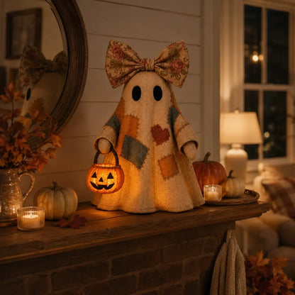 🔥 50% OFF TODAY - 👻🎃 Vintage Patchwork Ghost Decor(✨ LED Pumpkin Lantern}